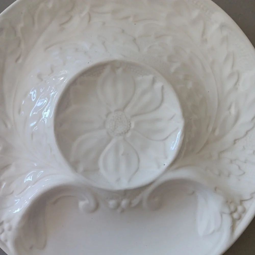3 Artichoke Plates Portugese Pottery White 9" Serving Dish VTG Seafood Shell‎ - Picture 5 of 9
